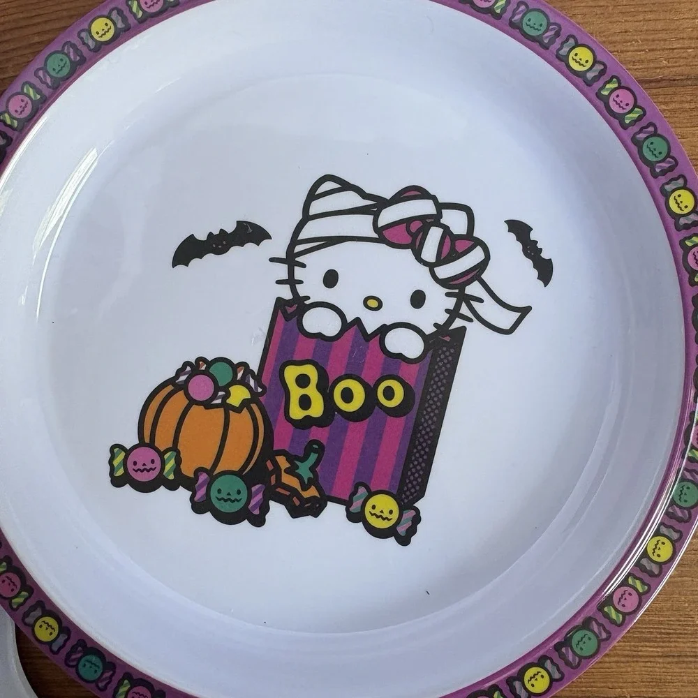 Sanrio Hello Kitty Halloween Boo Kids 4pc Melamine Dinner Set Purple